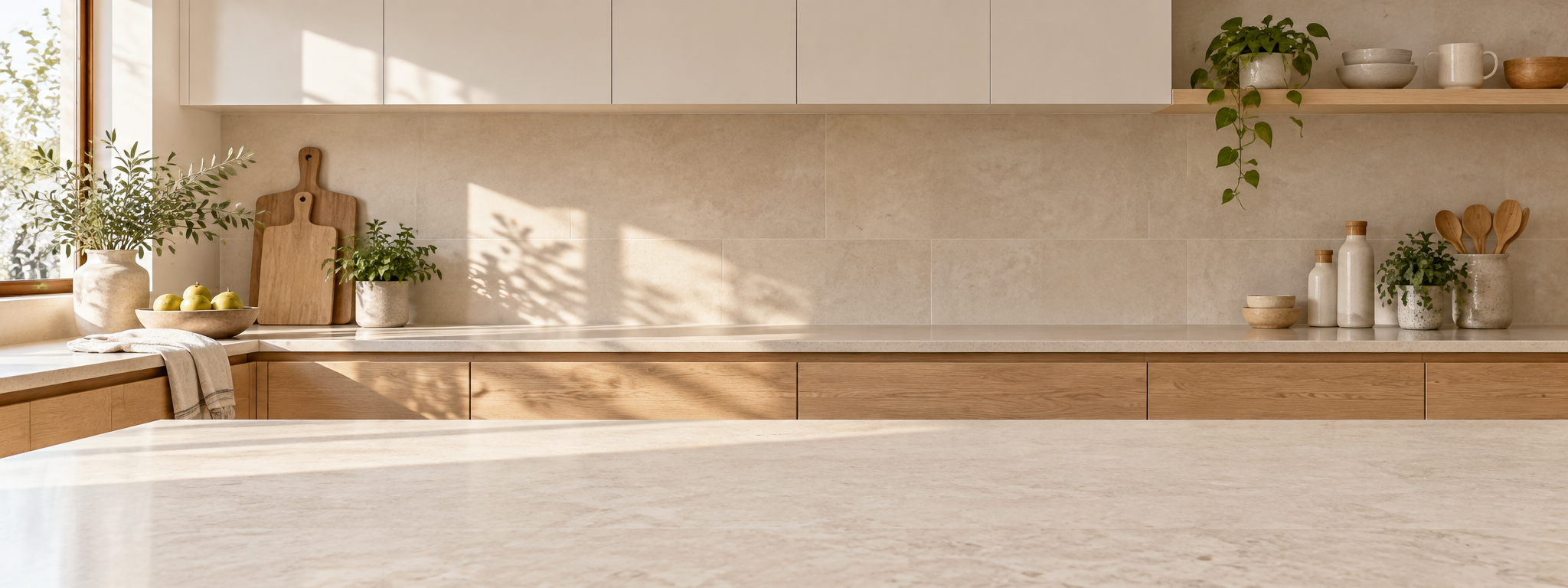 Warm simple modern kitchen background